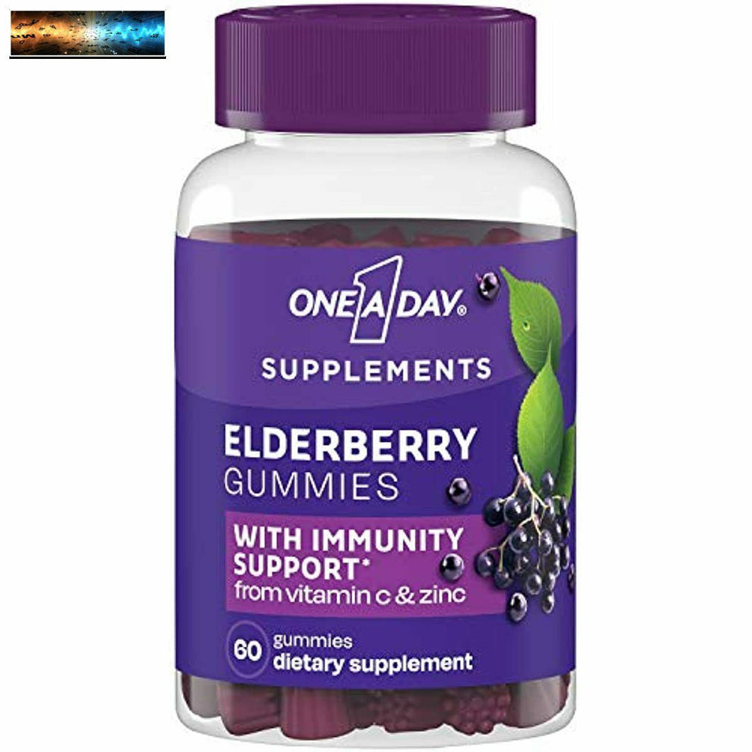 One A Day Elderberry Gummies with Immunity Support from Vitamin C and Zinc, Glut