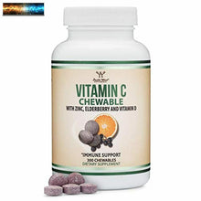 Load image into Gallery viewer, Chewable Vitamin C Tablets 100mg with Zinc, Vitamin D and Black Elderberry (300
