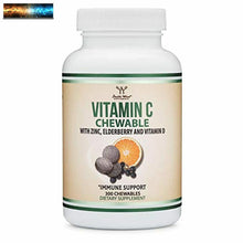 Load image into Gallery viewer, Chewable Vitamin C Tablets 100mg with Zinc, Vitamin D and Black Elderberry (300
