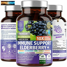 將圖片載入圖庫檢視器 N1N Premium Immune System Booster [10 Potent Ingredients] with Elderberry, Vitam
