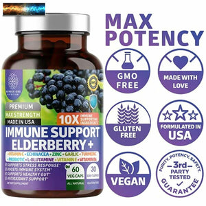 N1N Premium Immune System Booster [10 Potent Ingredients] with Elderberry, Vitam