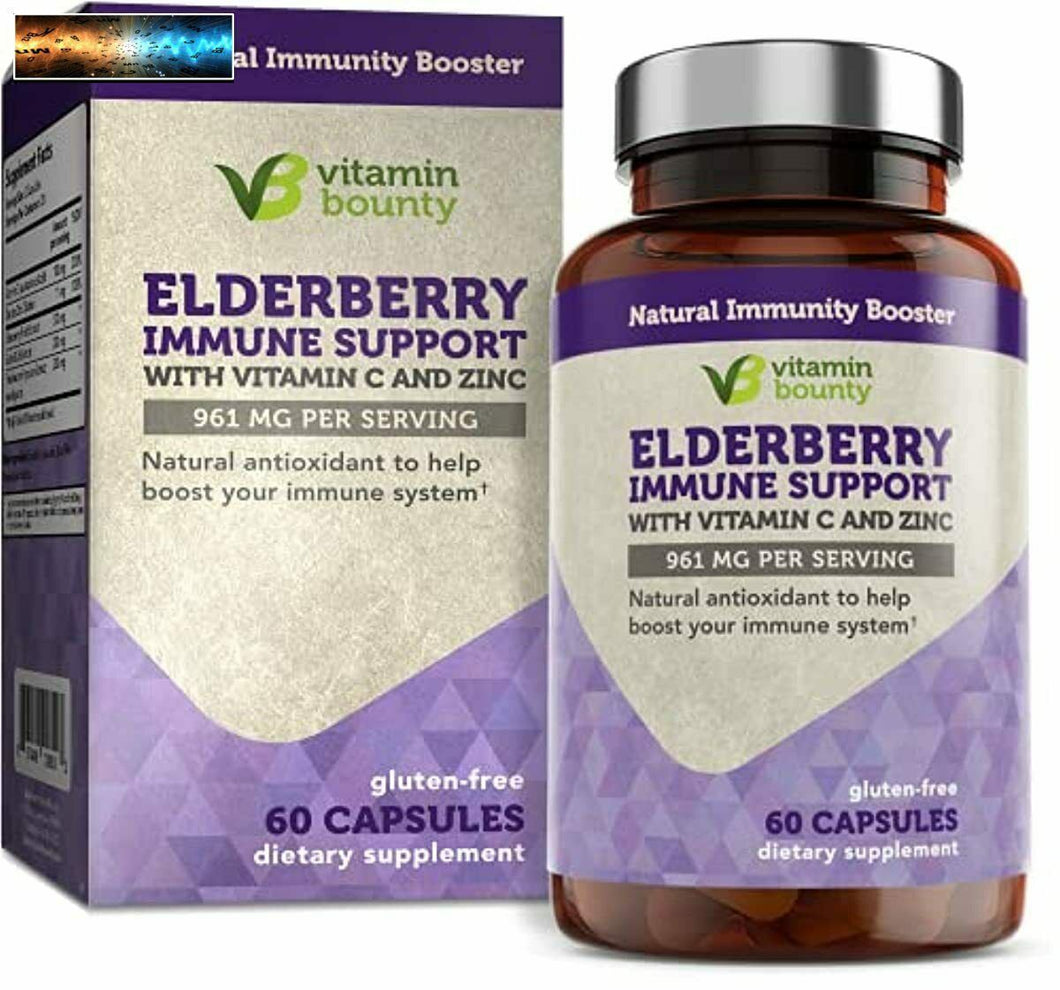 Vitamin Bounty Elderberry Immune Support with Vitamin C, Zinc, Echinacea & Garli