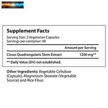 Load image into Gallery viewer, Cissus Quadrangularis Extract | 180 Vegetarian Capsules | Supplement for Rebuild
