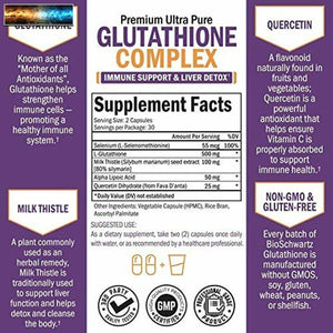 Glutathione Supplement with Vitamin C Milk Thistle Alpha Lipoic Acid & Quercetin