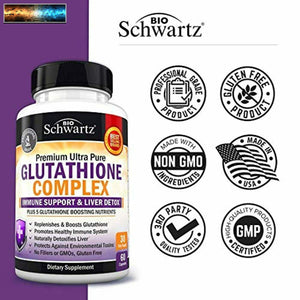 Glutathione Supplement with Vitamin C Milk Thistle Alpha Lipoic Acid & Quercetin