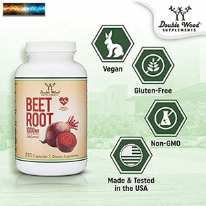 Beet Root Powder Capsules (Organic and Vegan) (210 Count, 1,000mg Per Serving) -