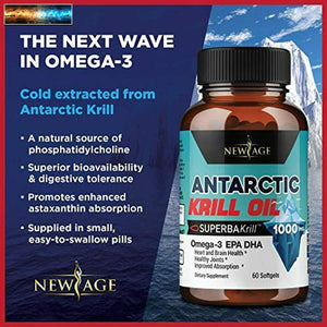 Antarctic Krill Oil 1000mg with Astaxanthin - 2 Pack - 120 Caps Omega 3 6 9 - EP
