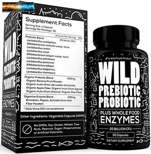 Wild Foods Prebiotics and Probiotics- Breakthrough Digestive Enzymes Supplement