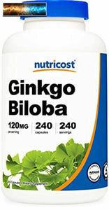 Nutricost Ginkgo Biloba 120mg, 240 Capsules - Extra Strength Ginkgo Biloba Extra