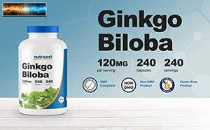 Nutricost Ginkgo Biloba 120mg, 240 Capsules - Extra Strength Ginkgo Biloba Extra