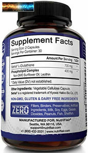 NutriFlair Liposomiale Glutatione Setria 700mg - Puro Ridotto, Stabile, Attivo F