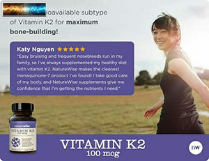 NatureWise Vitamina K2 Supporto Ossa Forti Con VitaMK7 Menaqui-7, 90 Conte (Pac