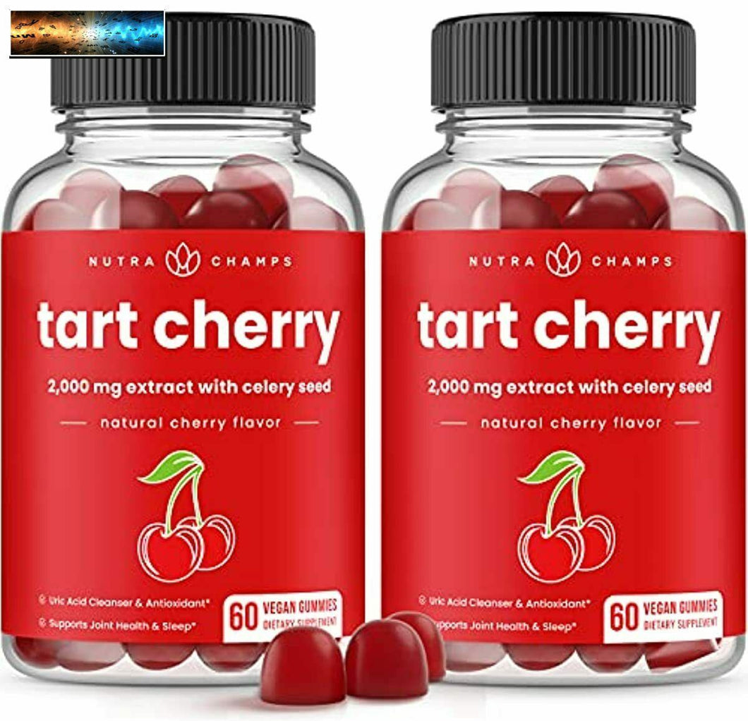 (2-Pack) 120 Tart Cherry Gummies - 2000mg Supplement with Celery Seed Extract