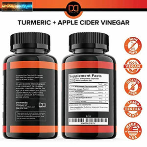Curcuma Capsules Supplément Avec Apple Cidre Vinaigre Pilules 1650mg