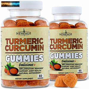 Curcuma Curcumine Gummies Avec Gingembre Par NEW AGE -2 Paquet - Vegan - Premi