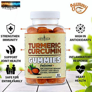 Curcuma Curcumine Gummies Avec Gingembre Par NEW AGE -2 Paquet - Vegan - Premi