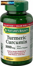 Cargar imagen en el visor de la galería, Nature&#39;s Bounty Cúrcuma Curcumina 1000mg Plus Pimienta Negra, 90 Cápsulas
