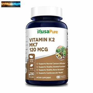 Vitamine K2 MK7 120 Mcg 200 Gélules Végétariennes(non-Ogm,Végétariennes & sans