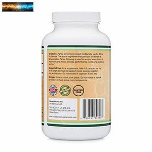 Panax Ginseng (Coréen Rouge Variété ) ( 4 Mois Supply) 240 Végétalien Capsules -