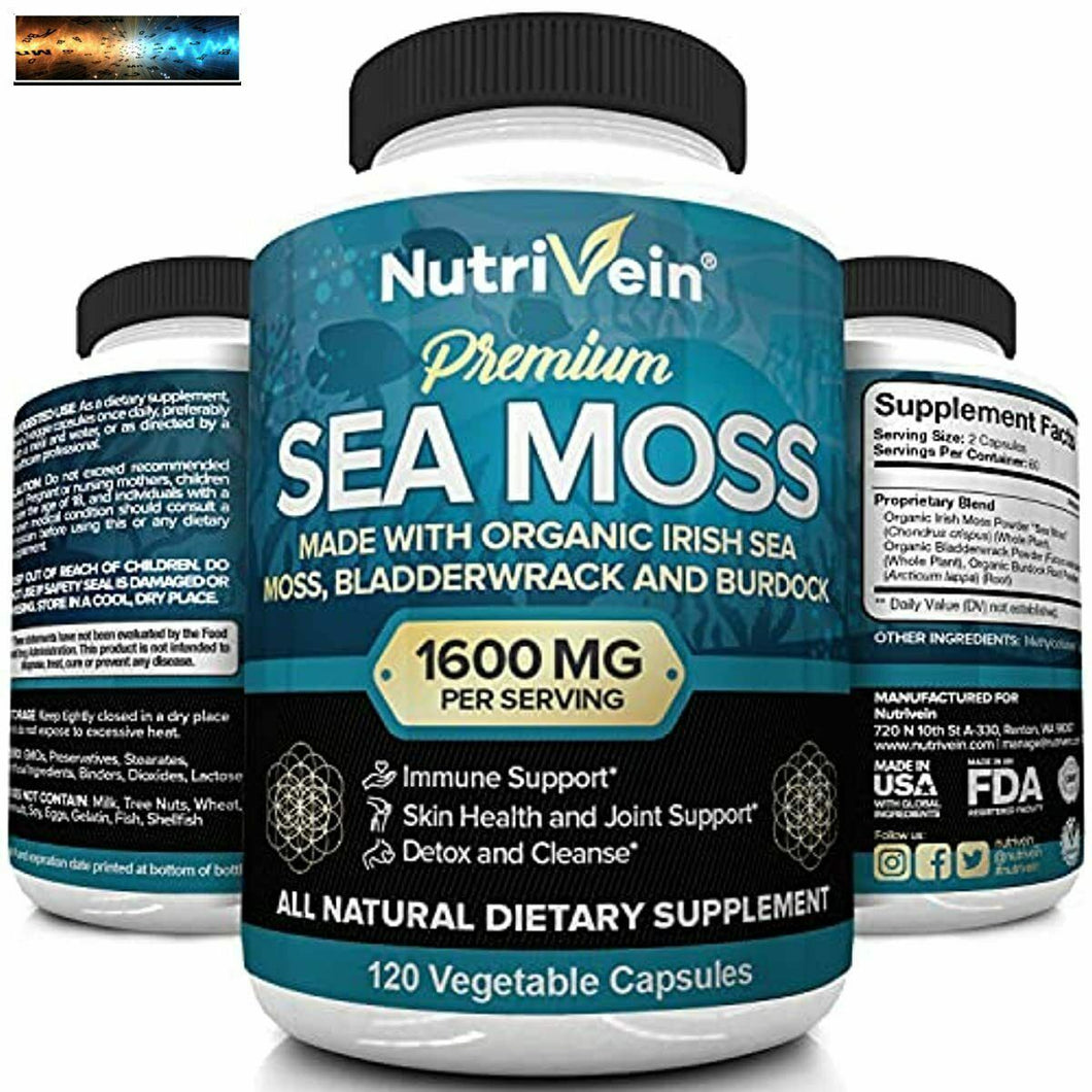 Nutrivein Organique Mer Mousse 1600mg Plus Fucus Vésiculeux & Bardane - 120