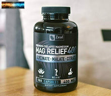 Carica l&#39;immagine nel visualizzatore di Gallery, Premium Magnesio Chelato Glicinato, Malate, Citrato (400mg 180 Pillole) Max
