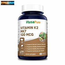 Charger l&#39;image dans la galerie, Vitamina K2 MK7 120 Mcg 200 Capsule Vegetariane (No-Ogm, &amp; senza Glutine)
