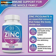 Charger l&#39;image dans la galerie, Zinc Picolinate 50mg Supplément Vitamine Capsules Pour Adultes Men Femme Immune
