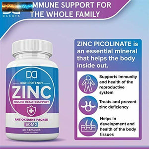 Zinc Picolinate 50mg Supplément Vitamine Capsules Pour Adultes Men Femme Immune