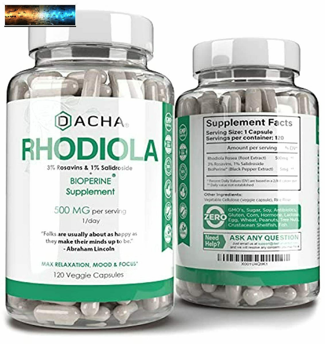 Naturel Rhodiola Rosea Supplément – 120 Capuchons 500mg, 3%Rosavines 1%