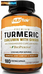 Curcuma Curcumine Avec Gingembre & Bioperine Poivre Noir Supplément Anti-inflam