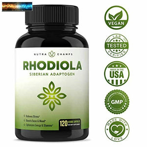 Rhodiola Rosea Supplément 600mg - 120 Capsules Sibérien Root Extrait 3%