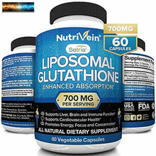 Carica l&#39;immagine nel visualizzatore di Gallery, Nutrivein Liposomale Glutathione Setria 700mg - 60 Capsules - Pure Réduit Glut
