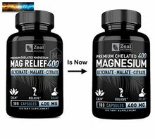 將圖片載入圖庫檢視器 Premium Chélaté Magnésium Glycinate, Malate, Citrate (400mg 180 Capsules) Max
