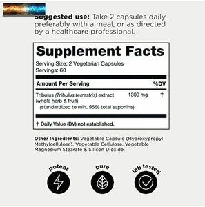 Ultra Haut Force Tribulus Capsules - 95% Stéroïdien Saponines - 1300mg Concentr