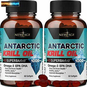 Antártida Krill Aceite 1000mg Con Astaxantina - 2 Pack - 120 Tapas Omega 3 6 9 -
