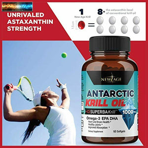 Antártida Krill Aceite 1000mg Con Astaxantina - 2 Pack - 120 Tapas Omega 3 6 9 -