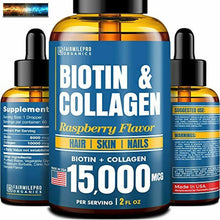 將圖片載入圖庫檢視器 Premium Biotine &amp; Collagène Cheveux Croissance Gouttes - Puissant US Made
