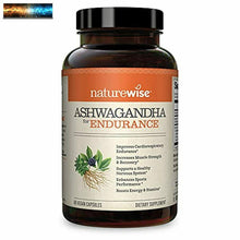 將圖片載入圖庫檢視器 NatureWise Ashwagandha Para Resistencia, Adaptógeno Adrenal Soporte Suplemento
