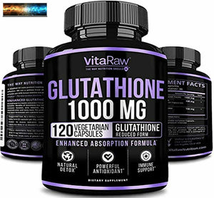 Glutathione 1000mg Immunitaire Support, Detox Foie & Nettoyer, Cerveau Booster,