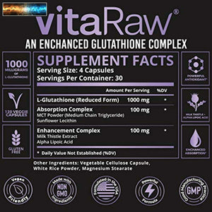 Glutathione 1000mg Immunitaire Support, Detox Foie & Nettoyer, Cerveau Booster,