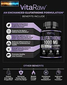 Glutathione 1000mg Immunitaire Support, Detox Foie & Nettoyer, Cerveau Booster,