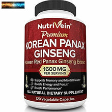 Charger l&#39;image dans la galerie, Nutrivein Puro Coreano Rosso Panax Ginseng 1600mg - 120 Vegan Pillole - Alto
