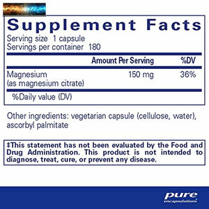 Pure Encapsulations Magnesio (Citrato) Supplemento Per Costipazione, Stress Re