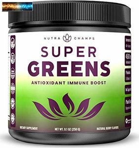 Super Greens Anti-oxydant Superaliment Poudre - Organique Vert Végétarien &