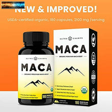 Charger l&#39;image dans la galerie, Organique Maca Racine Poudre 2100 MG [ Usda Certifié 180 Capsules] Energy &amp;
