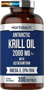 Horbaach Antártida Aceite de Kril 2000mg 300 Softgel Cápsulas Valor Tamaño Omega