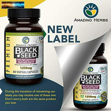 Carica l&#39;immagine nel visualizzatore di Gallery, Amazing Herbs Premium Black Seed Oil Capsules - High Potency, Cold Pressed Nigel
