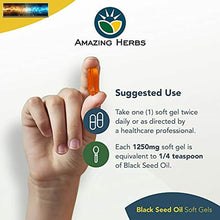 Carica l&#39;immagine nel visualizzatore di Gallery, Amazing Herbs Premium Black Seed Oil Capsules - High Potency, Cold Pressed Nigel
