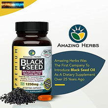 Cargar imagen en el visor de la galería, Amazing Herbs Premium Black Seed Oil Capsules - High Potency, Cold Pressed Nigel
