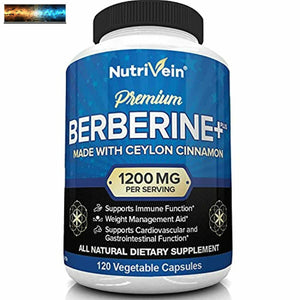 Nutrivein Premium Berberin Hcl 1200mg Plus Organisch Ceylon Zimt - 120 Capsul